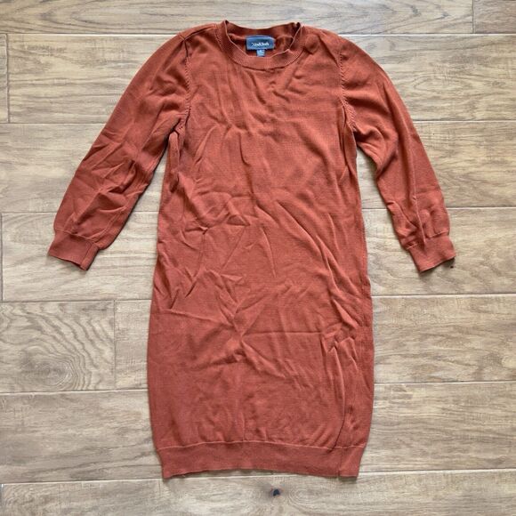 Modcloth Dress Women's Size S Orange Knit Sweater 3/4 Sleeve - Picture 1 of 7
